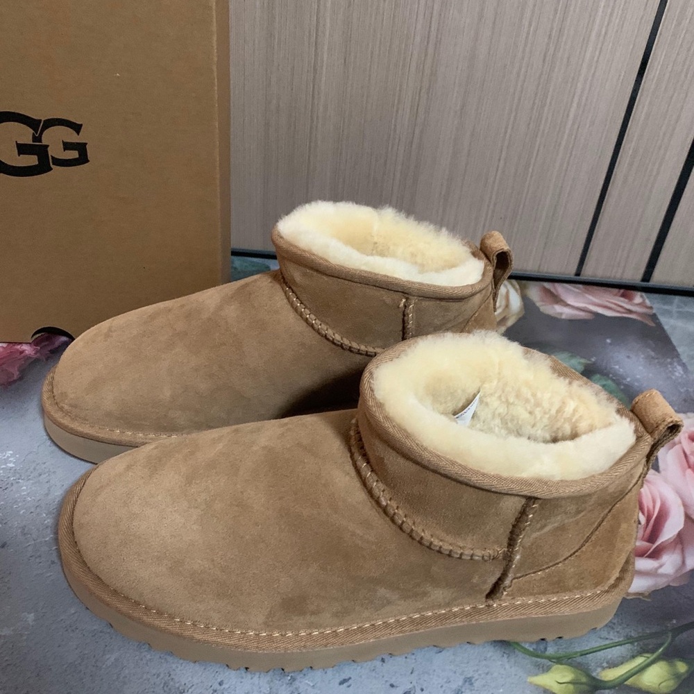 UGG Tan Shearling Ankle Boots